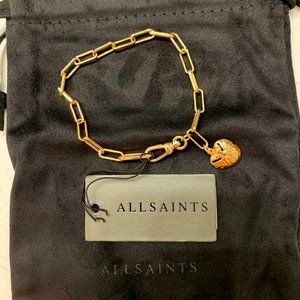 NWT ALL SAINTS Gold Link Bracelet with Sand Dollar Charm